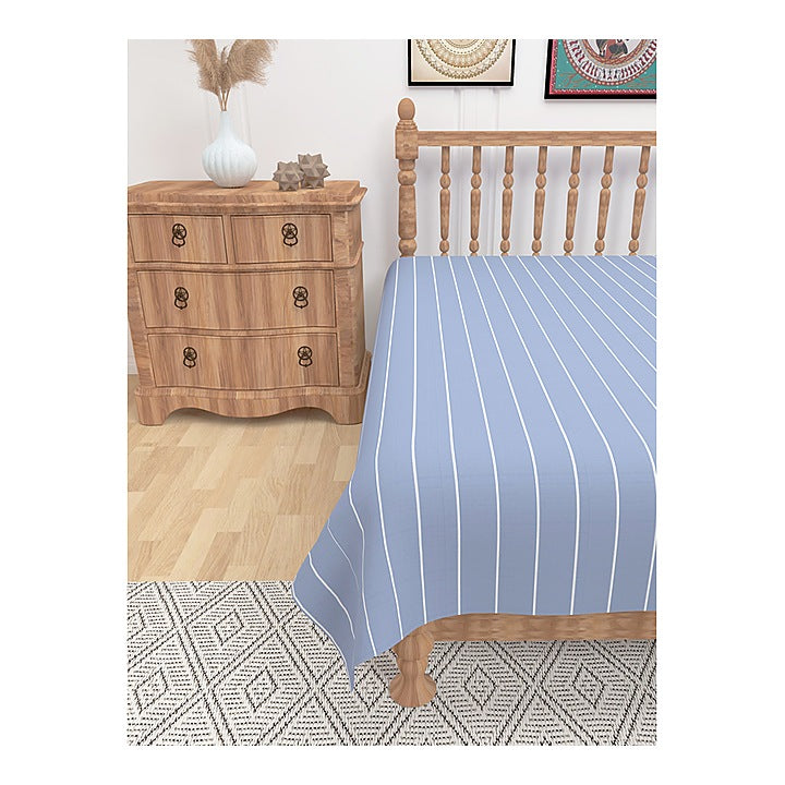 Athom Living Cotton Chaddar Single Ribs (Blue) - 145x224 cm : 1 Unit