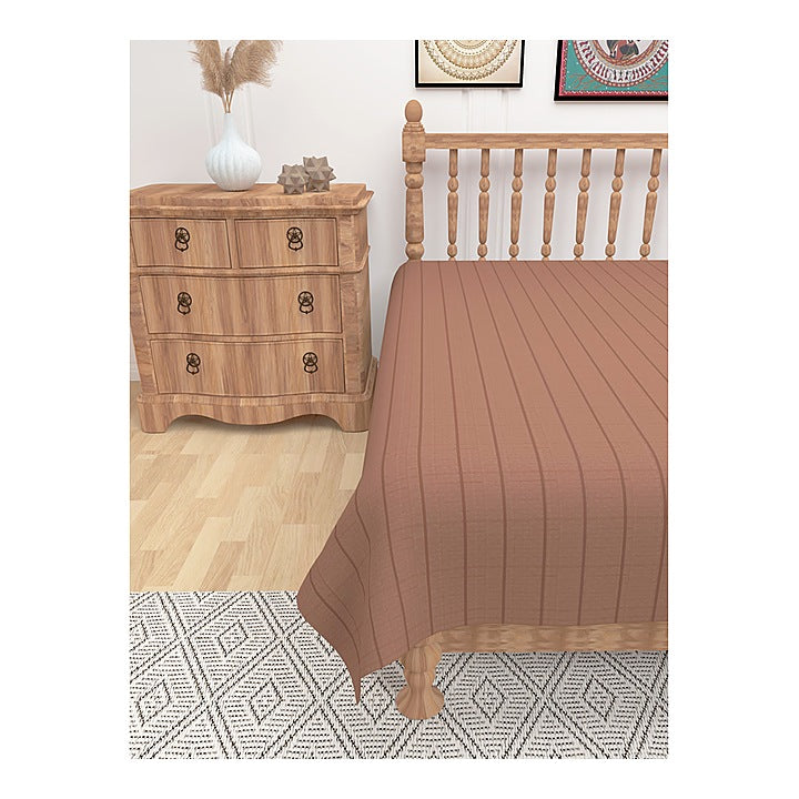Athom Living Cotton Chaddar Single Ribs (Brown) - 145x224 cm : 1 Unit