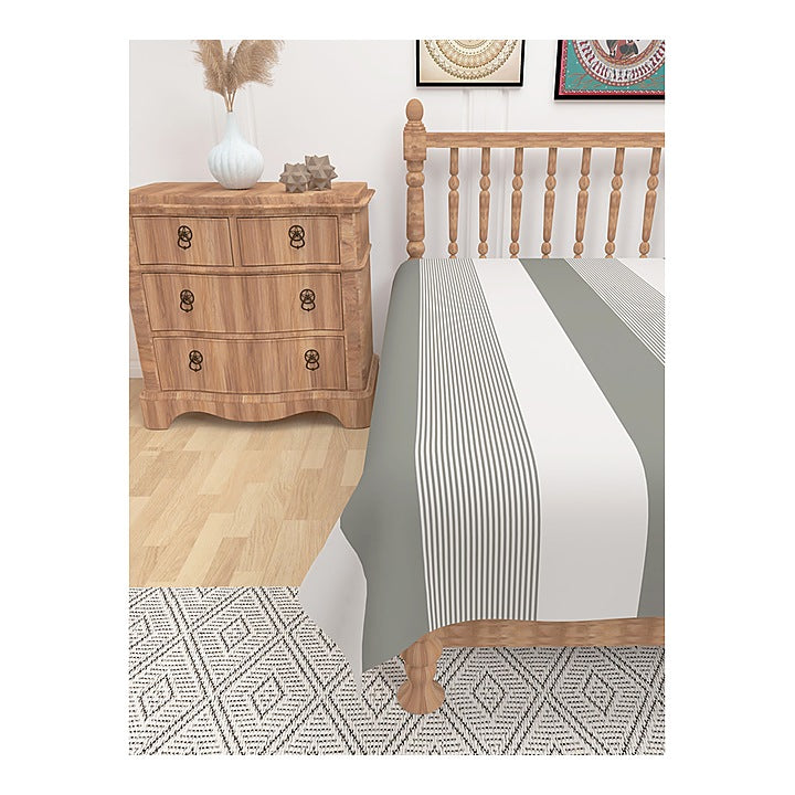 Athom Living Cotton Chaddar Single Stripes (Grey) - 145x224 cm : 1 Unit