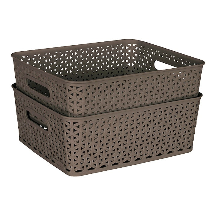 Kolorr Plastic Royal Medium Basket (Light Brown) 6 L - Set Of 2 : 1 Unit