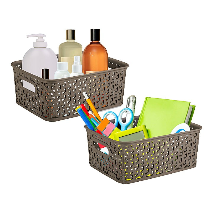 Kolorr Plastic Royal Small Basket (Lt Brown) 4 L - Set Of 2 : 1 Unit