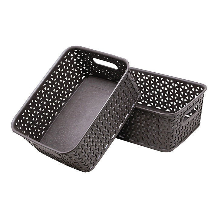 Kolorr Plastic Royal Small Basket (Dark Brown) 4 L - Set Of 2 : 1 Unit