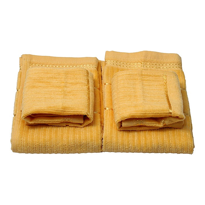 EW Merry Towels Combo 400 GSM - Golden Yellow : 2 Hand Towels + 2 Face Towels