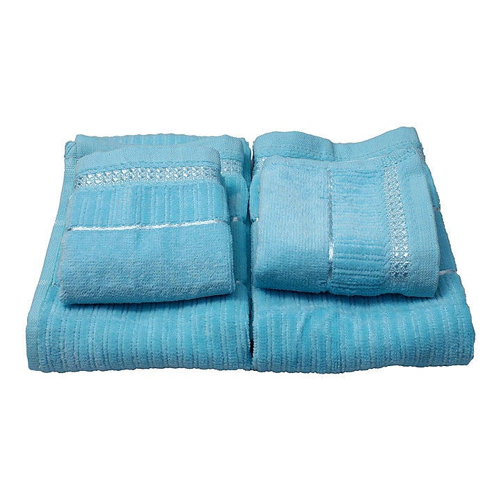 EW Merry Towels Combo 400 GSM - Light Blue : 2 Hand Towels + 2 Face Towels