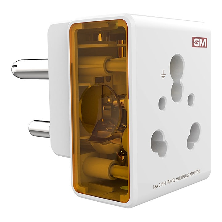 GM 16 AMP 3 Pin Multi Plug Adapter - White : 1 Unit