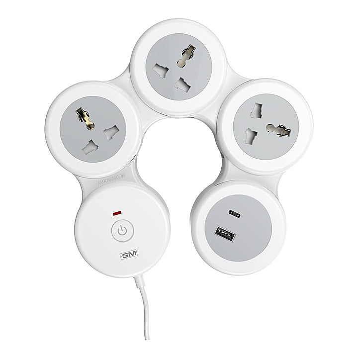 GM Cuba G-Hoop 4+1 Power Strip With USB - White : 1 Unit