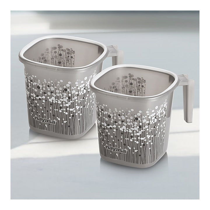 Nayasa Funk Square Ring Bath Mug (Black) - Set of 2 : 1 Unit