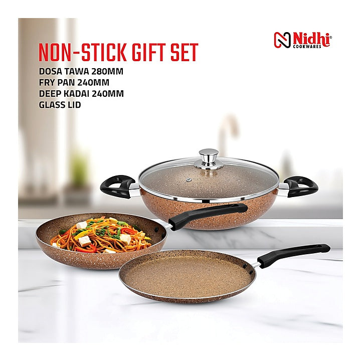 Nidhi Omega Non Stick Set (Golden) - Set Of 4 : 1 Unit