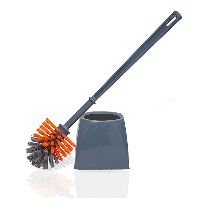 Chakaachak Glide Toilet Brush With Container - Grey & Orange : 1 Unit