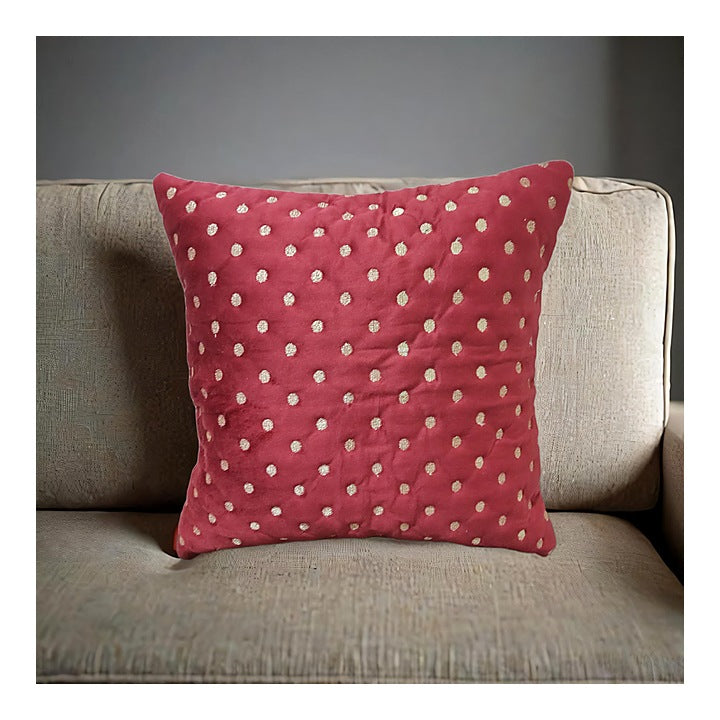 VAA Polka Dots Cushion Cover - Maroon (40x40 cm) : 1 Unit