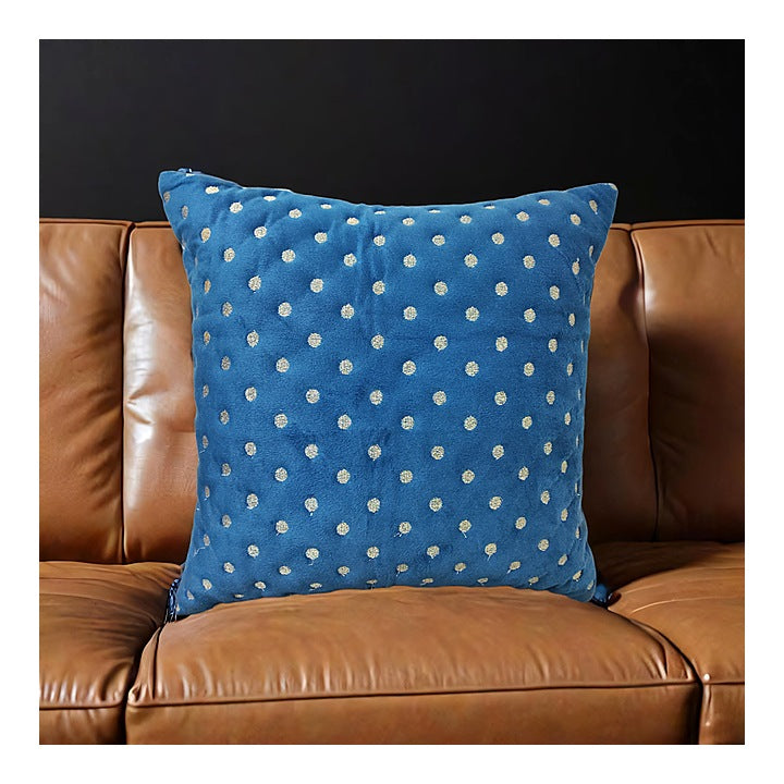 VAA Polka Dots Cushion Cover - Royal Blue (40x40 cm) : 1 Unit