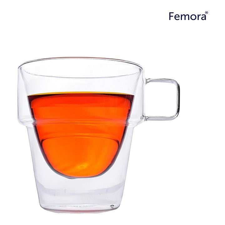 Femora Double Wall Glass Coffee Mug - 235 ml : 1 Unit