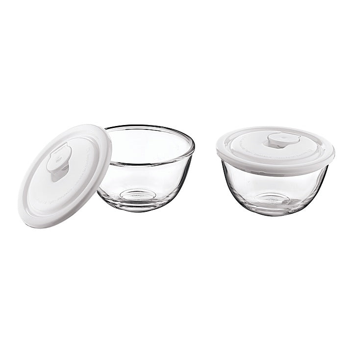 Lucky Glass Glasso Mixing Bowl (Container) With Lid - 405 ml (2 Pieces) : 1 Unit