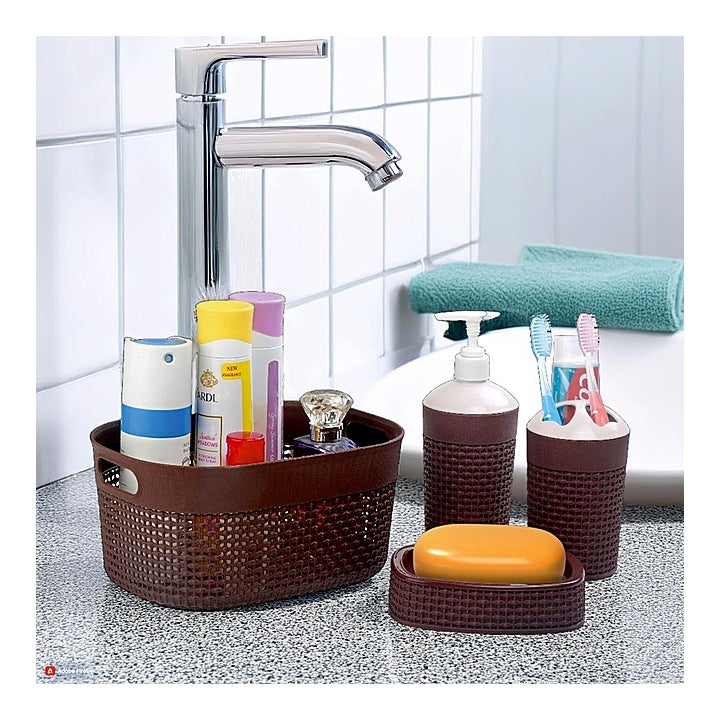Joyo Filo Bathroom Accessories Set (Brown) - Set of 4 : 1 Unit