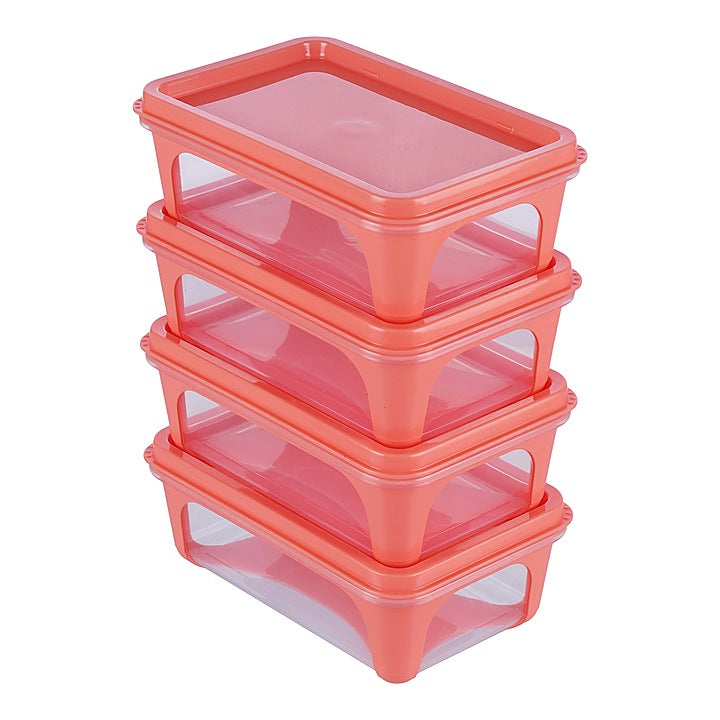 Unica 2K Rectangular Storage Container (Coral) 425 ml : 4 N