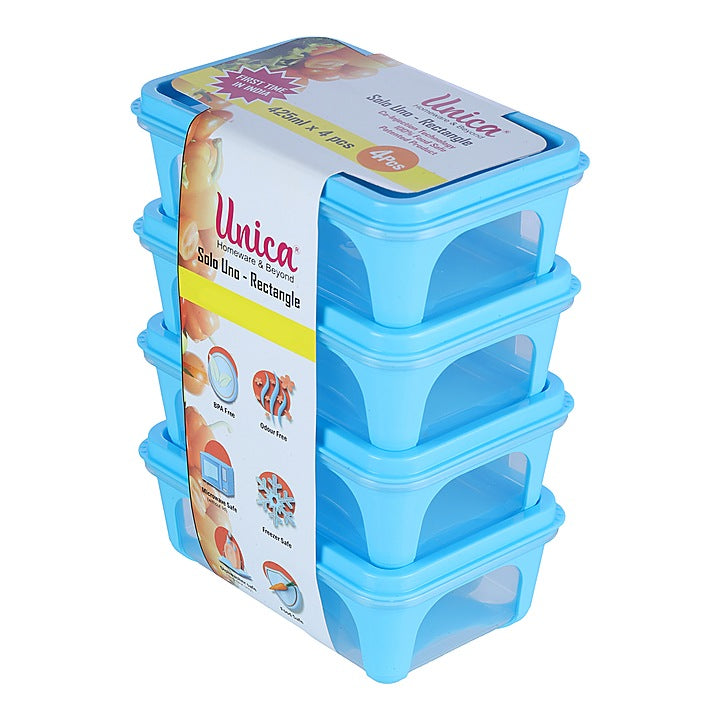 Unica 2K Rectangular Storage Container (Blue) 425 ml - Set of 4 : 1 Unit