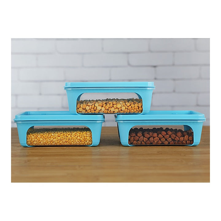 Unica 2K Rectangular Storage Container (Blue) 840 ml - Set of 3 : 1 Unit