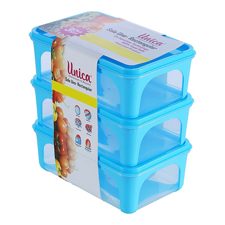 Unica 2K Rectangular Storage Container (Blue) 1.56 L - Set of 3 : 1 Unit