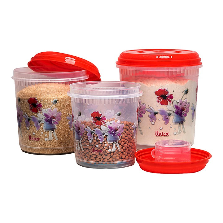 Unica Multipurpose Storage Container (Red) - Set of 3 : 1 Unit