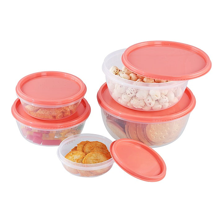 Unica Tenaz Round Bowl Container (Coral) - Set of 5 : 1 Unit