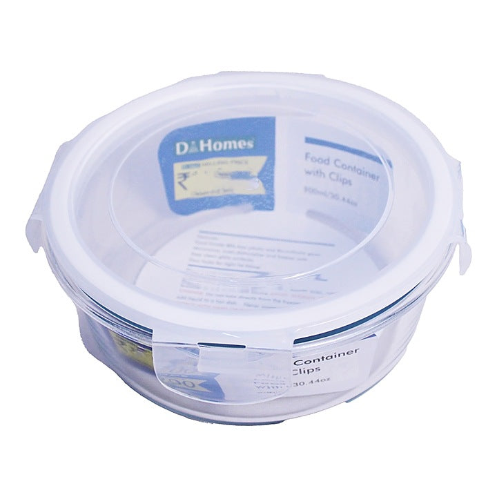 D Homes Glass Container Round - 900 ml : 1 Unit