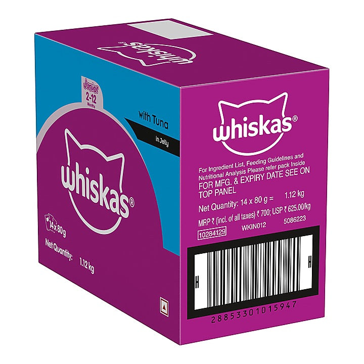 Whiskas Tuna In Jelly 2-12 Months Cat Food : 14 Ux80 g