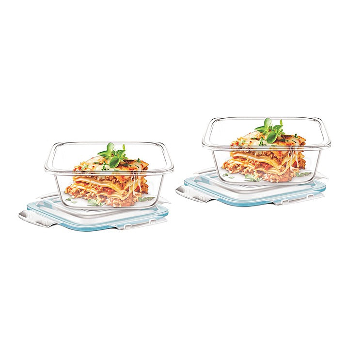 Signoraware Aptitude Lock & Store Square Glass Container Set - 2 Pieces : 1 Unit