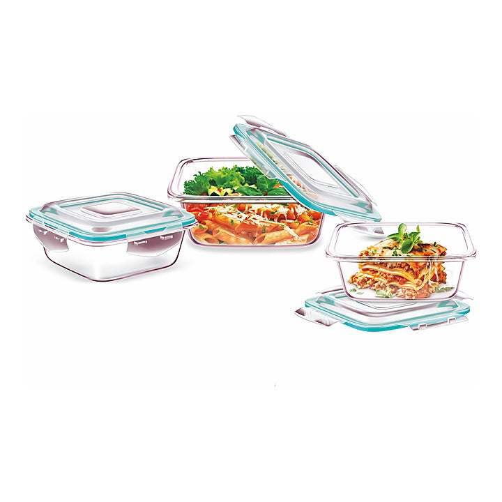 Signoraware Aptitude Lock & Store Square Glass Container Set - 3 Pieces : 1 Unit
