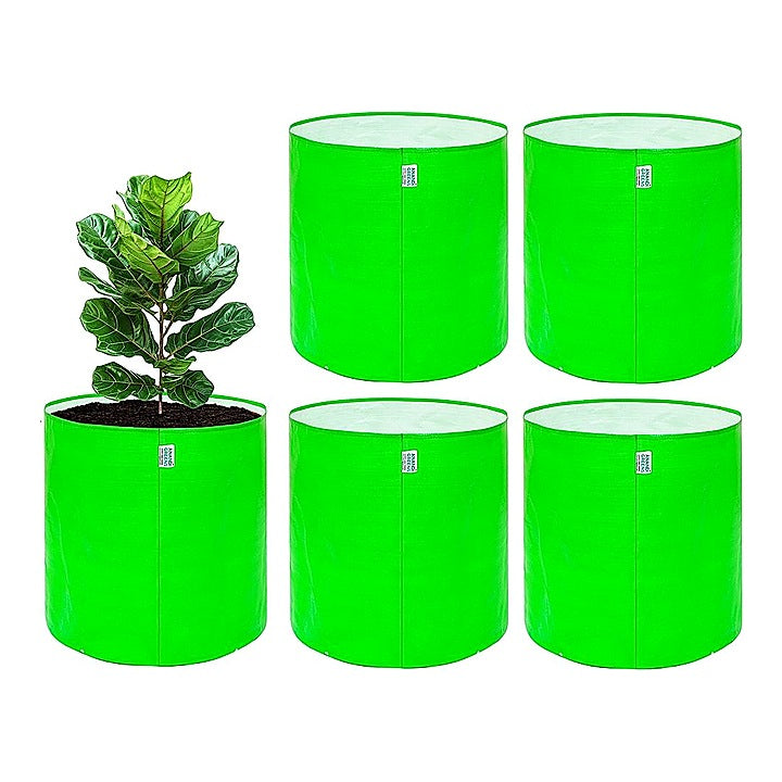 Anandi Green's HDPE Round Plant Grow Bag 260 GSM - 15x15 Inch (Green) Set of 5 : 1 Unit
