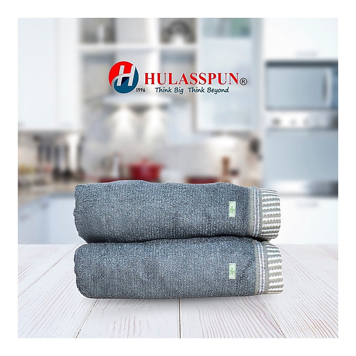 Hulasspun Green Bamboo Hand Towel GSM 420 - 40x60 cm (Grey) Set of 2 : 1 Unit