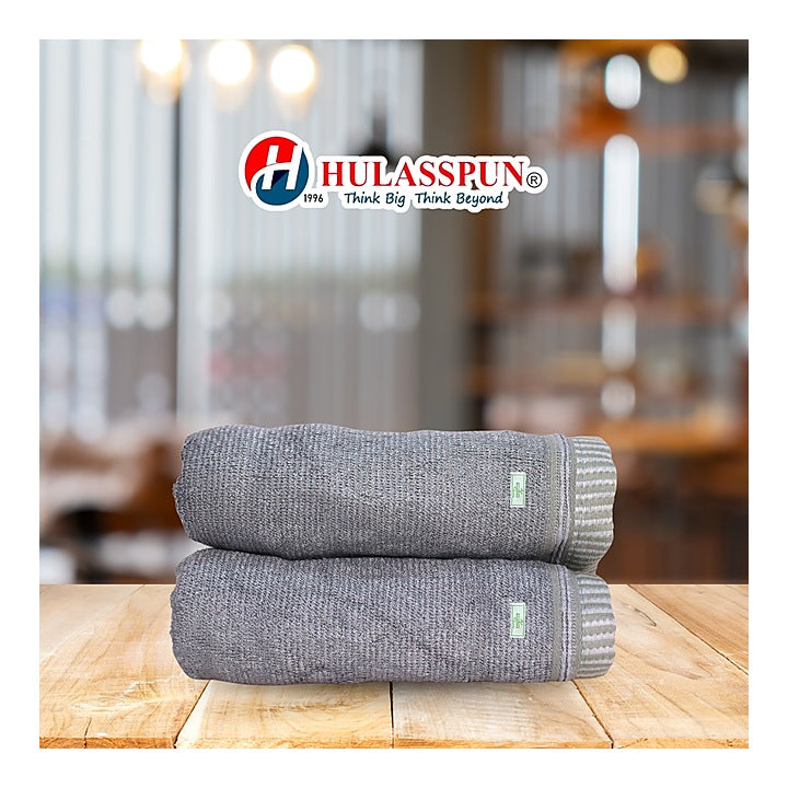 Hulasspun Green Bamboo Hand Towel GSM 420 - 40x60 cm (Metallic Silver) Set of 2 : 1 Unit