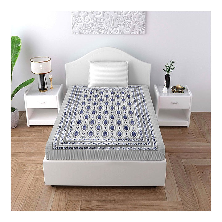 Elegant Weavers Jaipuri Pattern Single Bedsheet - 120 GSM : 140x215 cm