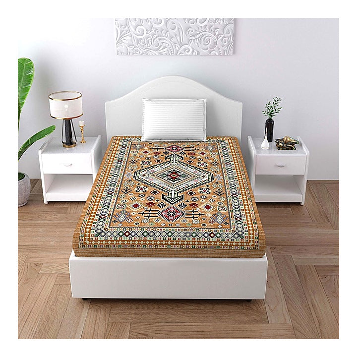 Elegant Weavers Blocks Pattern Single Bedsheet - 120 GSM : 140x215 cm