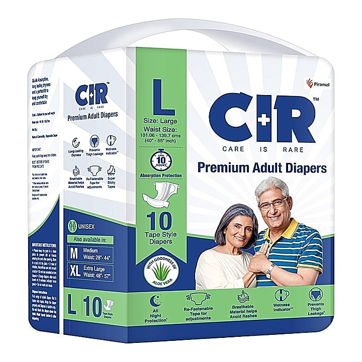 CIR Premium Adult Diapers Unisex (L) : 10 U