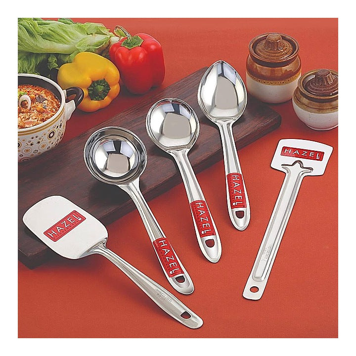 HAZEL Stainless Steel Cooking & Serving Kitchen Spoon - Set of 5 : 1 Unit