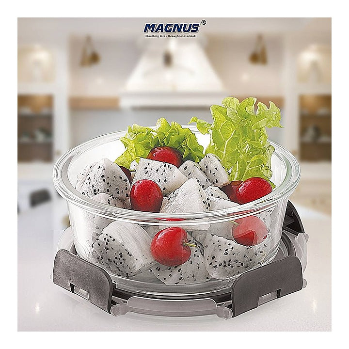 Magnus Glock Round Glass Container (Grey) 620 ml : 1 Unit