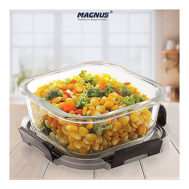 Magnus Glock Square Glass Container (Grey) 520 ml : 1 Unit