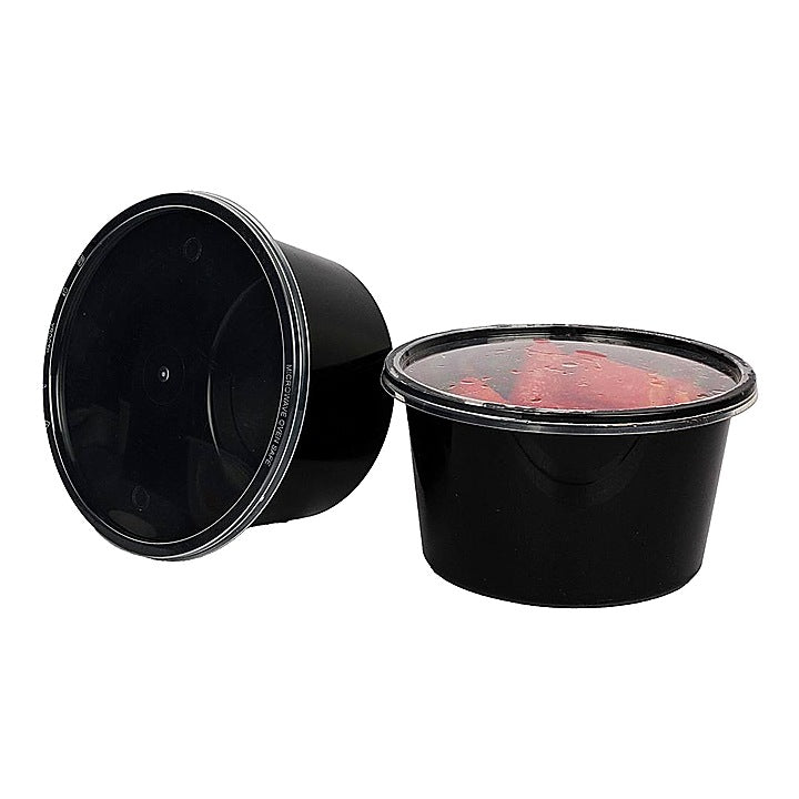 Vinay Trading Round Plastic Container Black (500 ml) - Pack Of 10 : 1 Unit