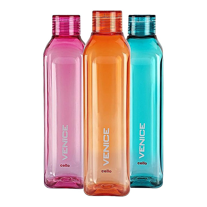 Cello Venice Plastic Water Bottle (Assorted) - 1 Litre : set of 3