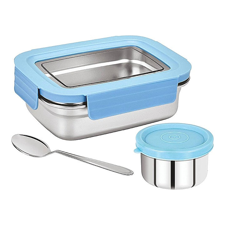 Pratap Stainless Steel Lunch Box (Blue) - 500 ml : 1 Unit