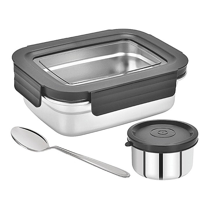Pratap Stainless Steel Lunch Box (Grey) - 500 ml : 1 Unit