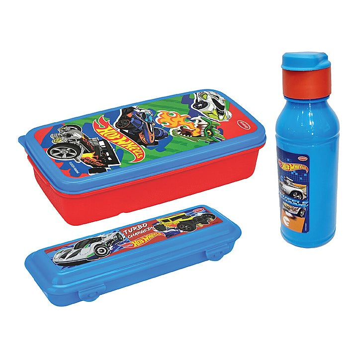 Pratap Hot Wheels School Gift Set (Red & Blue) - Set Of 3 : 1 Unit