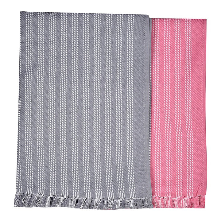Anju Fabric Smoothie Bath Towel (Grey & Pink) 75x150 cm - Set of 2 : 1 Unit