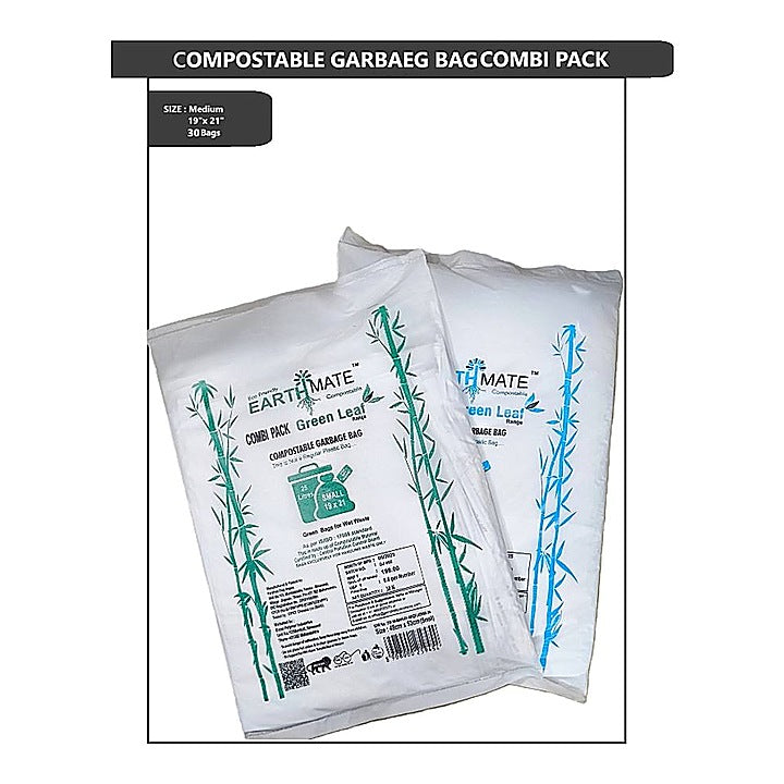 Earthmate Compostable Garbage Bags For Wet & Dry Waste (Blue & Green) - Set Of 2 : 1 Unit