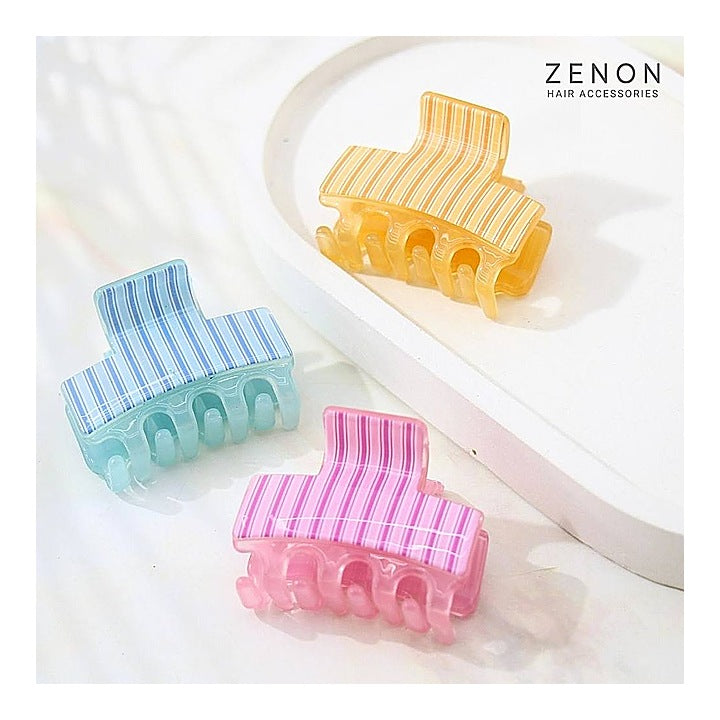 Zenon Medium Printed Hair Claw Clip 2051 (Stripes Gloss) - 3 Pieces : 1 Unit
