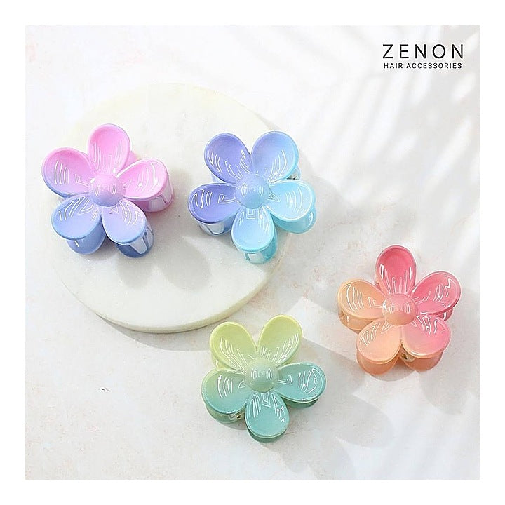 Zenon Medium Floral Hair Claw Clip 3311 (Dual Gloss) - 4 Pieces : 1 Unit