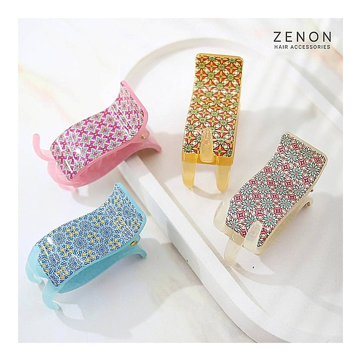 Zenon Medium Printed Hair Claw Clip 3451 (Indian Gloss) - 4 Pieces : 1 Unit