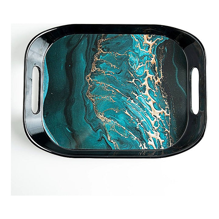 Superware Pure Melamine Rando Serving Tray - Black & Green : 1 Unit