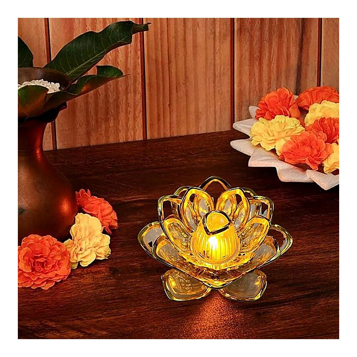 DesiDiya Lotus Flower Tea Light (Golden) : 1 Unit