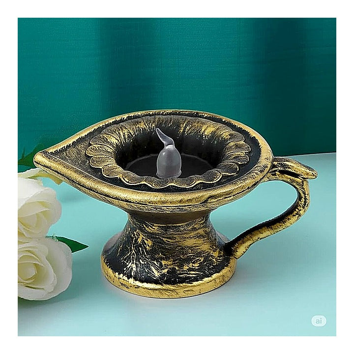 DesiDiya Traditional Diya Light (Golden) : 1 Unit